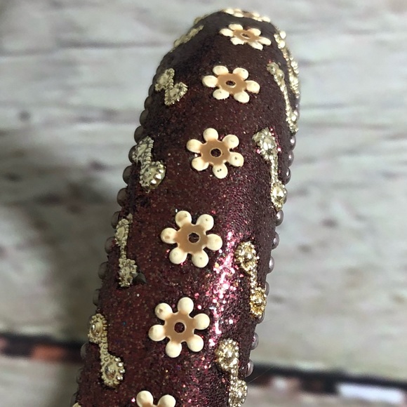 Brown Detailed Retro Flower Cuff Bracelet - Picture 2 of 3